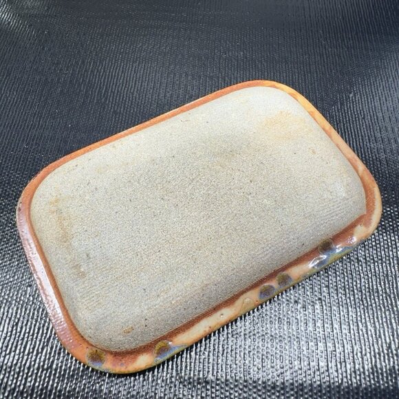 Vintage Hand Made Stoneware Pottery Dish Tray Artist Signed Embossed Butterfly - Picture 7 of 16